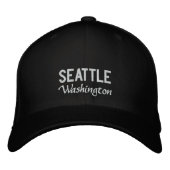 Schwarz und Weiß Seattle Washington bestickter Hut (Vorderseite)