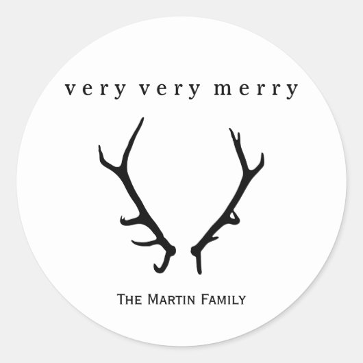 Schwarz und Weiß Sehr froh mit Antlern Runder Aufkleber (Vorderseite)
