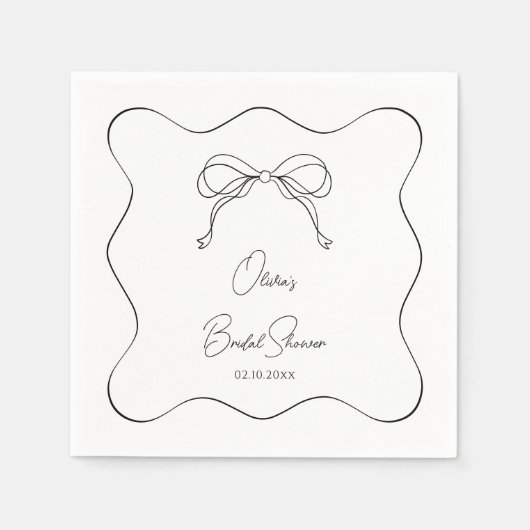 Schwarz und Weiß: Sie bindet das Brautparty des Kn Serviette (Vorderseite)