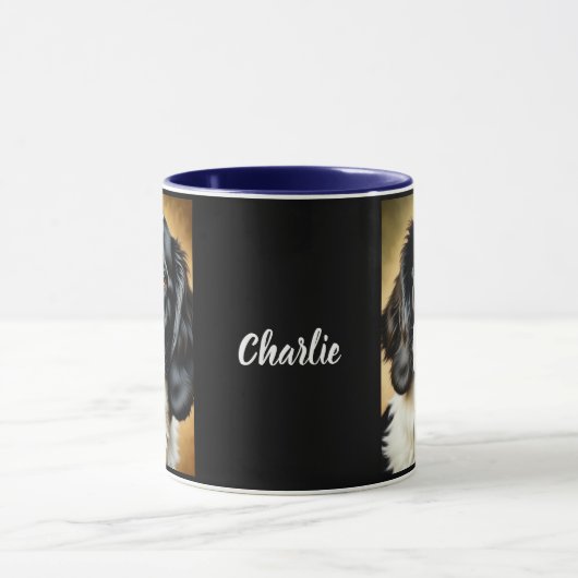 Schwarz und Weiß Springer Spaniel. Personalisiert Tasse (Zentrum)