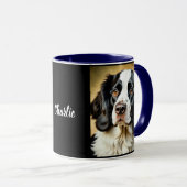 Schwarz und Weiß Springer Spaniel. Personalisiert Tasse (VorderseiteRechts)