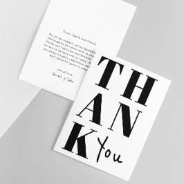 Schwarz und Weiß Stilvolle Minimalistische, feine  Dankeskarte