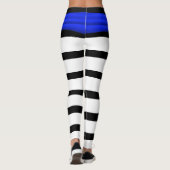 Schwarz und Weiß Streifen Blauer Bogen Leggings (Rückseite)
