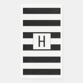 Schwarz und Weiß Streifen Moderne Mit Monogramm Serviette (Vorderseite)