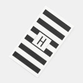 Schwarz und Weiß Streifen Moderne Mit Monogramm Serviette (Ecke)