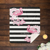Schwarz und Weiß Streifen Paisley Pink Flamingos Sherpadecke