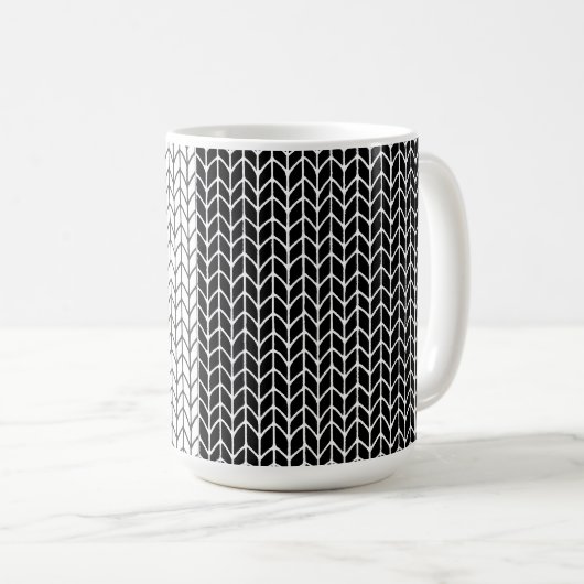 SCHWARZ UND WEISS STRICK Große Tasse (VorderseiteRechts)