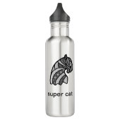 Schwarz und Weiß Super Cat Moderne Kunst Edelstahlflasche (Links)