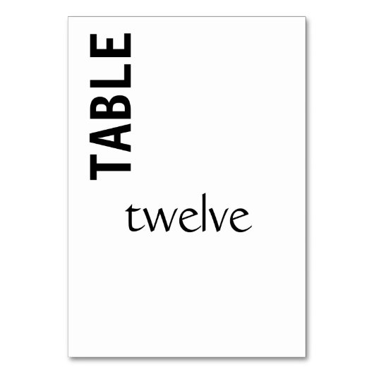 Schwarz und Weiß Tischnummer (Vorderseite)