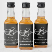 Schwarz und Weiß Vielen Dank für Ihre Hochzeit Alkoholflaschenetikett (Flaschen)