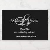 Schwarz und Weiß Vielen Dank für Ihre Hochzeit Alkoholflaschenetikett (Einzelnes Label)