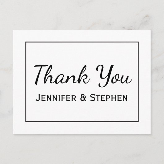 Schwarz und Weiß Vielen Dank Minimalistische Hochz Postkarte (Vorderseite)