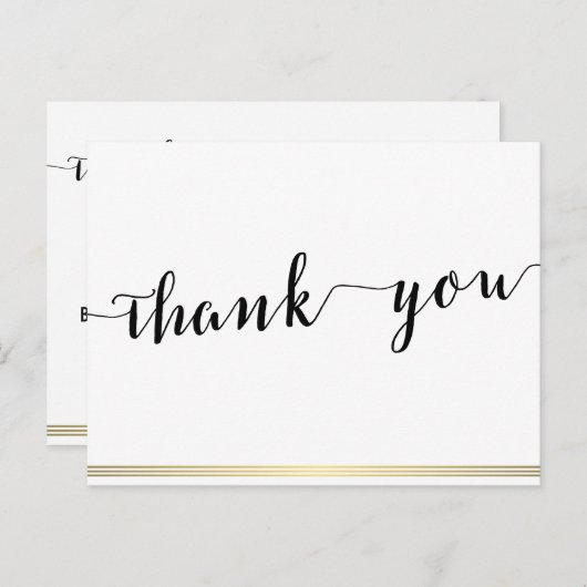 Schwarz und Weiß Vielen Dank Postkarten Gold Lines (Vorne/Hinten)