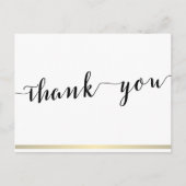 Schwarz und Weiß Vielen Dank Postkarten Gold Lines (Vorderseite)