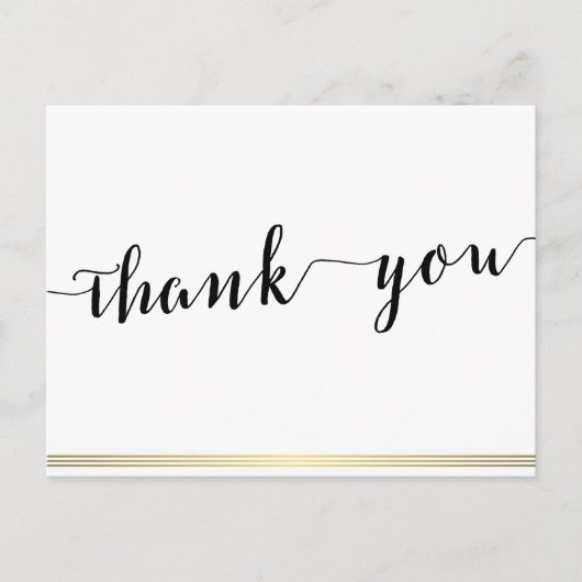 Schwarz und Weiß Vielen Dank Postkarten Gold Lines (Vorderseite)