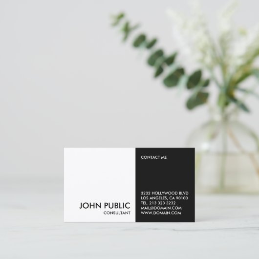 Schwarz und Weiß Visitenkarte (Stehend Vorderseite)