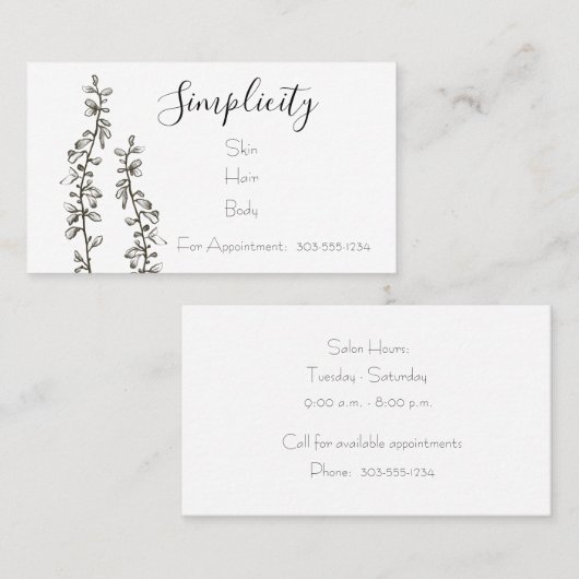 Schwarz und Weiß Visitenkarte (Vorne/Hinten)