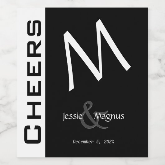 Schwarz und Weiß Weinetikett (Einzelnes Label)