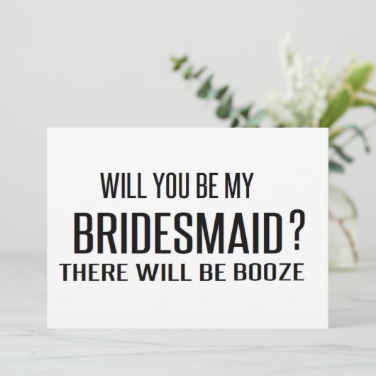 Schwarz und Weiß werden Sie meine Brautjungfrau lu Einladung (Stehend Vorderseite)