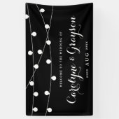 Schwarz und Weiß | Whimsical Fairy Lights Wedding Banner (Vertikal)