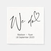 Schwarz und Weiß Wir machen Hochzeitcocktail Napki Serviette (Vorderseite)