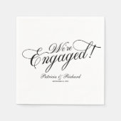 Schwarz und Weiß Wir sind Verlobte Engagement-Part Serviette (Vorderseite)