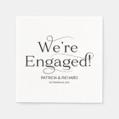 Schwarz und Weiß Wir sind Verlobte Engagement-Part Serviette (Vorderseite)
