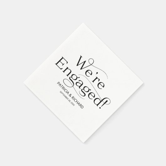 Schwarz und Weiß Wir sind Verlobte Engagement-Part Serviette (Ecke)