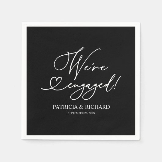 Schwarz und Weiß Wir sind Verlobtes Nickerchen der Serviette (Vorderseite)