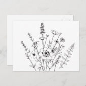 Schwarz und Weiß, zarte Blüte Postkarte (Vorne/Hinten)