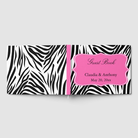 Schwarz und Weiß Zebra Print und Hot Pink Vielen D Gästebuch (Voll)