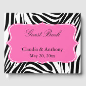Schwarz und Weiß Zebra Print und Hot Pink Vielen D Gästebuch (Vorderseite)