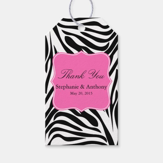 Schwarz und Weiß Zebra Print und Hot Pink Vielen D Geschenkanhänger (Vorderseite)