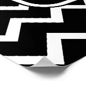 Schwarz und Weiß Zickzack mit Custom Monogram. Poster (Ecke)
