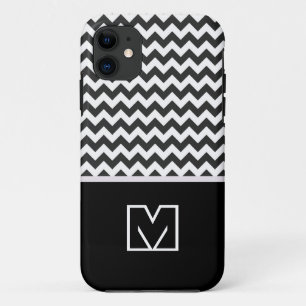 Schwarz und Weiß Zickzack Zigzag. Custom Monogram Case-Mate iPhone Hülle