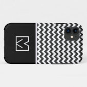 Schwarz und Weiß Zickzack Zigzag. Custom Monogram Case-Mate iPhone Hülle (Rückseite (Horizontal))