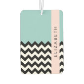 Schwarz und Weiß Zigzag, Zickzack, Blau, Ihr Name Autolufterfrischer (Rückseite)