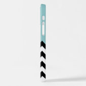 Schwarz und Weiß Zigzag, Zickzack, Blau, Ihr Name iPhone Hülle (Linke Seite)