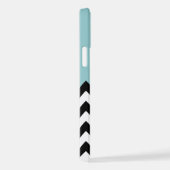 Schwarz und Weiß Zigzag, Zickzack, Blau, Ihr Name iPhone Hülle (Rechte Seite)