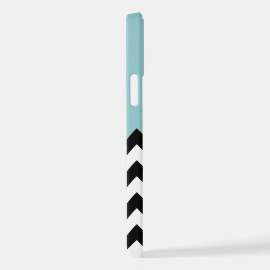 Schwarz und Weiß Zigzag, Zickzack, Blau, Ihr Name iPhone Hülle (Rechte Seite)