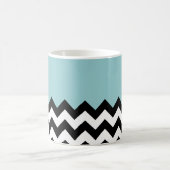 Schwarz und Weiß Zigzag, Zickzack, Blau, Ihr Name Kaffeetasse (Mittel)