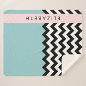 Schwarz und Weiß Zigzag, Zickzack, Blau, Ihr Name Sherpadecke (Vorderseite (Horizontal))