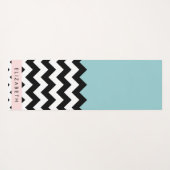 Schwarz und Weiß Zigzag, Zickzack, Blau, Ihr Name Yogamatte (Rückseite (Horizontal))