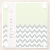 Schwarz und Weiß Zigzag, Zickzack, Grün, Ihr Name Glasuntersetzer (Rückseite)