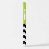 Schwarz und Weiß Zigzag, Zickzack, Grün, Ihr Name iPhone Hülle (Linke Seite)