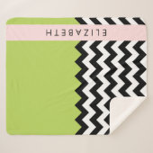 Schwarz und Weiß Zigzag, Zickzack, Grün, Ihr Name Sherpadecke (Vorderseite (Horizontal))