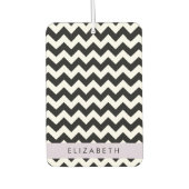 Schwarz und Weiß Zigzag, Zickzack Muster, Ihr Name Autolufterfrischer (Vorderseite)