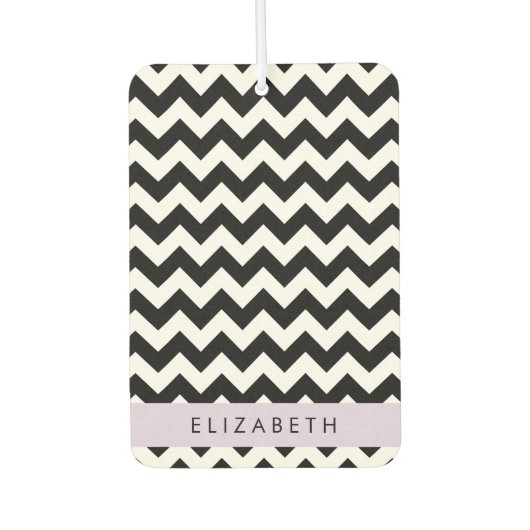 Schwarz und Weiß Zigzag, Zickzack Muster, Ihr Name Autolufterfrischer (Vorderseite)