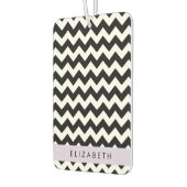 Schwarz und Weiß Zigzag, Zickzack Muster, Ihr Name Autolufterfrischer (Links)