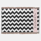 Schwarz und Weiß Zigzag, Zickzack Muster, Ihr Name Decke (Vorderseite)